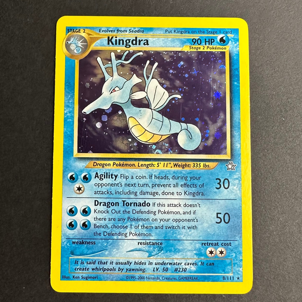 Pokemon TCG Kingdra Neo Genesis 008/111 Holo Rare Unlimited NM Half Swirl